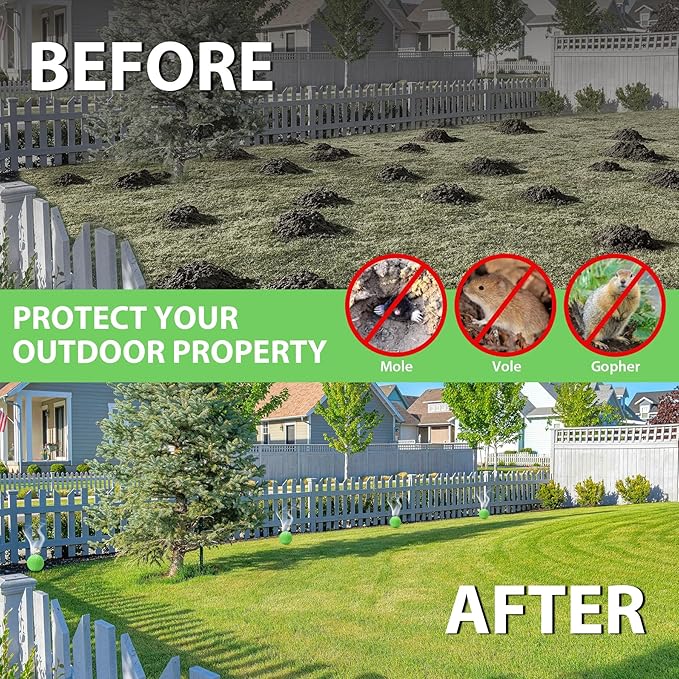 MAGIC CAT® Mole Repellent Outdoor Gopher Repellent, Natural Castor Oil Vole Repellant Outdoor Pet Plant Safe, Groundhog Repellent Mole Deterrent to Keep Vole Groundhog Out of Lawn Yard Garden-10P