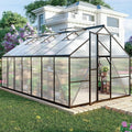 8 x 14 FT Aluminum Large Walk-in Greenhouse for Outdoors, Gray Polycarbonate Garden