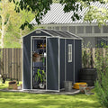 4X8 FT Resin Outdoor Storage Shed, Plastic Garden Sheds with Waterproof Roof & Air Vent,Outside Patio Storage House Tool Shed with Window &Lockable Door for Backyard, Lawn, Dark Grey