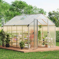 6x10 ft Greenhouse for Outdoors, Polycarbonate Greenhouse with Roof Vent, Ground Nails, Lockable Push Door, Aluminum Large Walk-in Green House for Outside Garden Backyard, Patio, Lawn, Silver