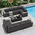 Outdoor Patio Furniture Set, 12 Pieces Outdoor Sectional Furniture High Backrest Patio Sofa, All-Weather PE Rattan Patio Conversation Set with Coffee Table & Cushions