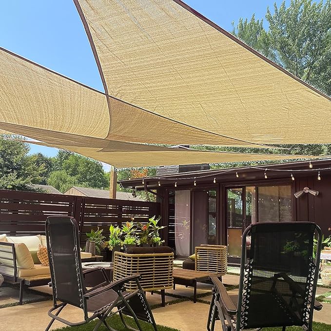 LOVE STORY Custom Size 7'x10'x12.2' Sand Sun Shade Sail Right Triangle Sunhsade Fabric Awning Canopy for Patio Backyard Carport Pergola (Customized)