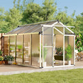 8 X 12 Ft Greenhouse, Greenhouses for Outside, Polycarbonate Greenhouse with Aluminum Frame, Lockable Door and Ajustable Roof Vent for Backyard, Green Houses for Outside Garden Backyard, Patio