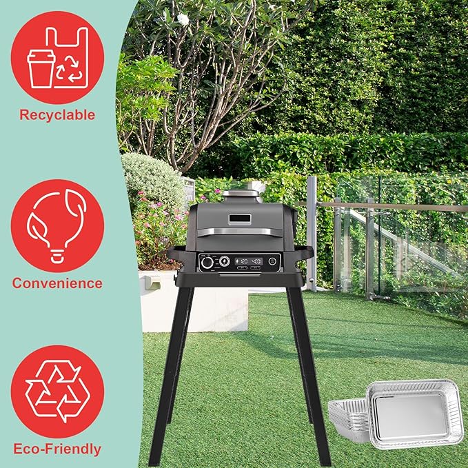 WEBROIL 15-Packs Grease Tray Liners for Ninja OG800 & OG900 Series Woodfire Outdoor Grill XL Pro Accessories Disposable Aluminum Smoker Drip Pan Liners for Ninja OG901 OG850 OG951 OG952 Drip Pan Liner