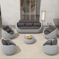 TWT 6-Piece Aluminum Patio Furniture Set, Modern Outdoor Conversation Set Sectional Sofa with Water Repellent Thick Cushions and Coffee Table for Balcony, Garden