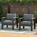 LayinSun Aluminum Outdoor Furniture Set 2 Chair, Outside Patio Deep Seating Conversation Set with Upgraded Washable Thick Cushion