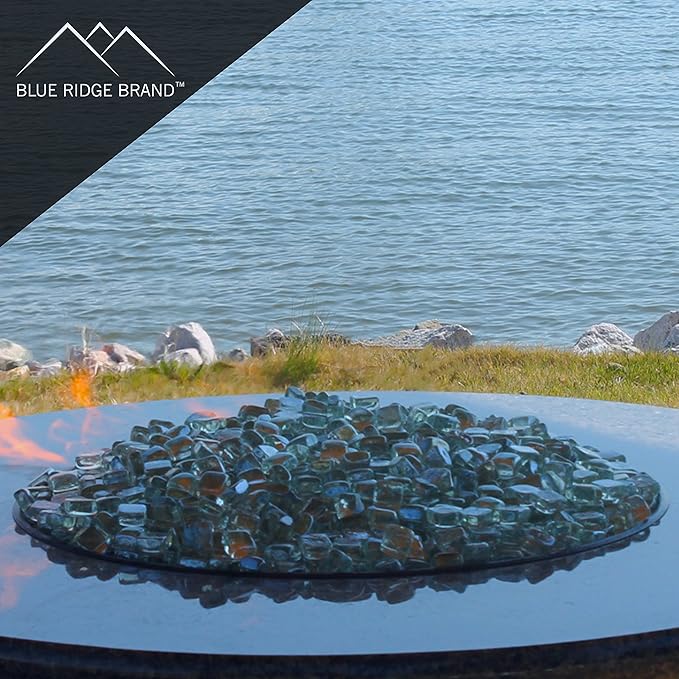Reflective Fire Pit Glass Cubes - Professional Grade Fire Glass for Fire Pit - 1" Firepit Glass Rock - Glass Stones - Gas & Propane Fire Pit & Fireplace Glass (10 Pound, Clear)