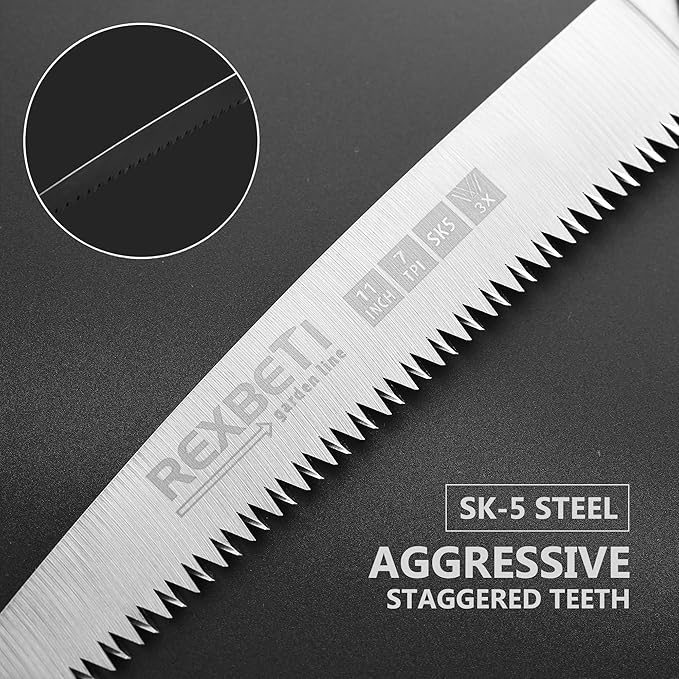 REXBETI Folding Saw, Heavy Duty 11 Inch Extra Long Blade Hand Saws for Wood Camping, Dry Wood Pruning Saws With Hard Teeth, Quality SK-5 Steel，Gifts for men