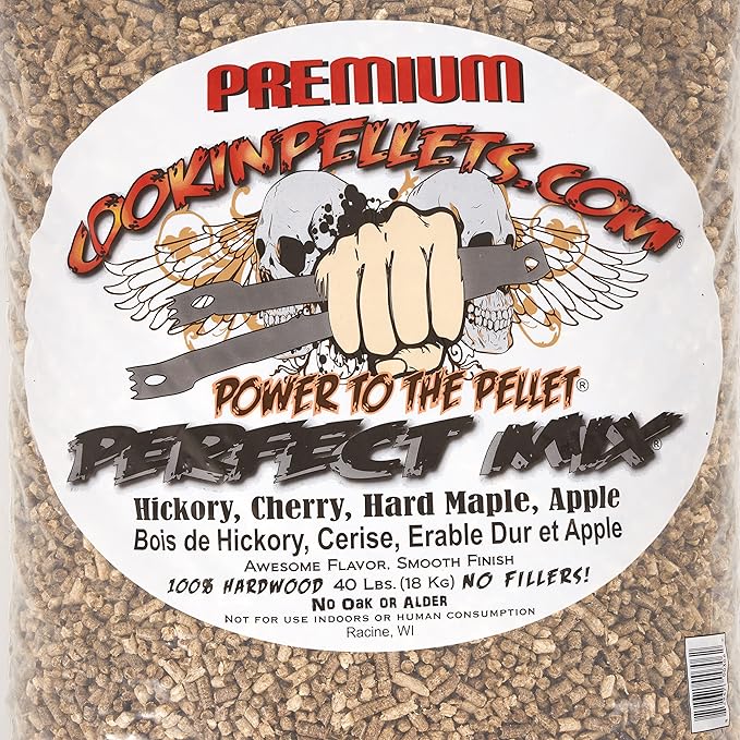 CookinPellets 40PM Perfect Mix All-Natural Hickory, Cherry, Hard Maple, and Apple Grill Smoker Smoking Hardwood Wood Pellets, 40 Lb Bag (3 Pack)