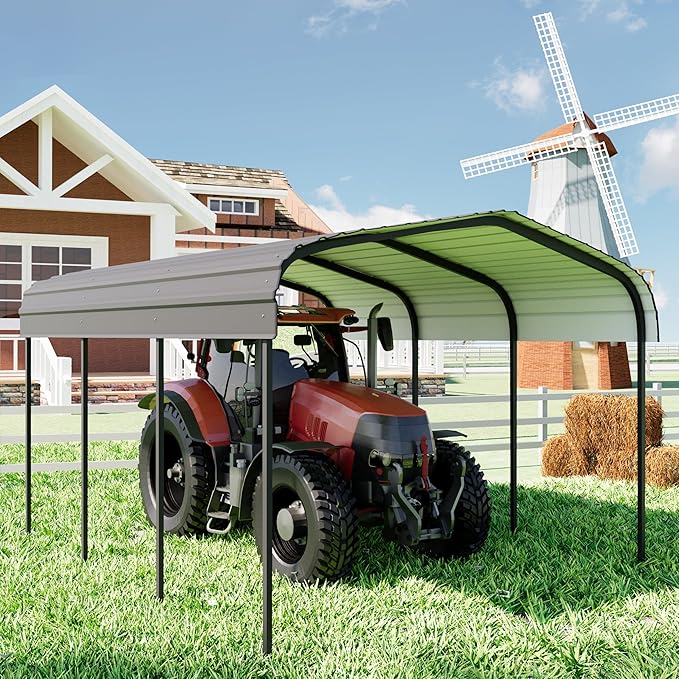 Royal Windsor Metal Carport 10x15 FT Heavy Duty Car Port, Outdoor Storage Garage Metal Canopy Multi-Use Shed for Car and Truck, Carport Kit with Galvanized Steel Roof Building and Frame