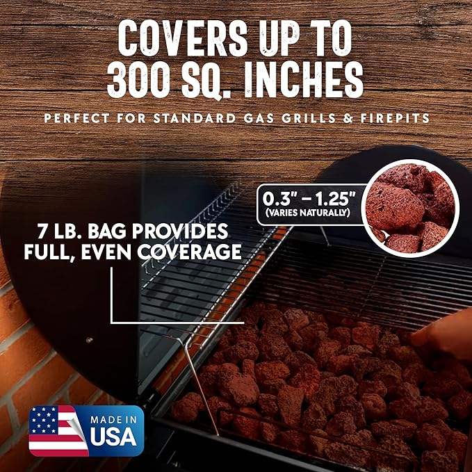 7 Lb. Bag of Natural Lava Rocks for Outdoor BBQ Cooking, Burner Grill, Fire Pit, Bonfires, Campfire, Indoor Fireplace, Fire Bowl, Lava Rocks for Gas Grill Charbroilers by FryOilSaver Co. (Pack of 2)