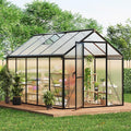 6x10 FT Greenhouse, Polycarbonate Walk-in Greenhouse for Outdoors with Roof Vent & Lockable Outward-Opening Swing Door, Heavy-Duty Aluminum Green House for Garden, Backyard, Patio, Lawn, Dark Grey