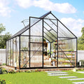 Jocisland 8x10Ft Polycarbonate Greenhouse, Heavy Duty Aluminum Frame with 2 Windows & Swing Doors, Outdoor Garden Greenhouses for Backyard, Black