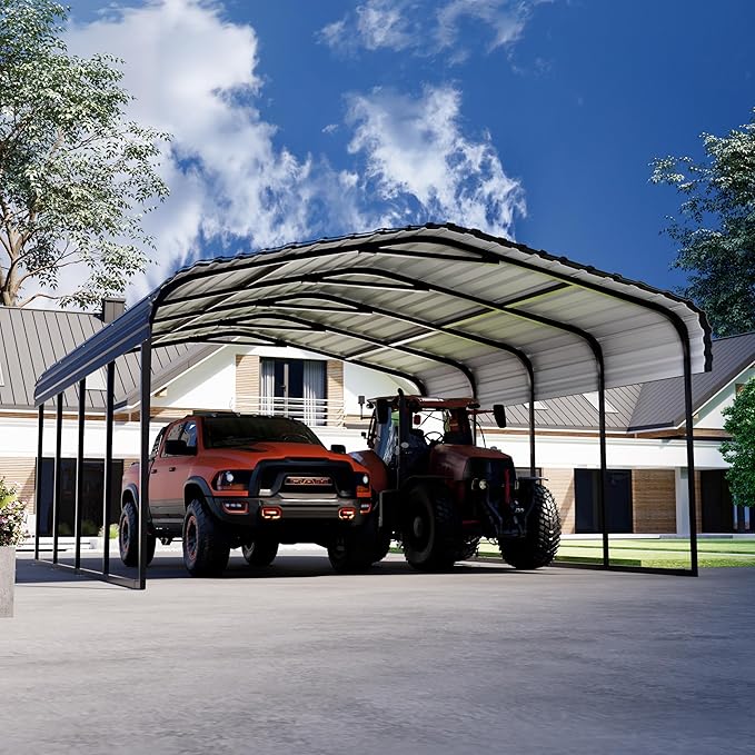 Royal Windsor 20×20 FT Metal Carport Car Port for 2 Car, Multi-Use Heavy Duty Metal Garage Shed for Car, Outdoor Car Port Kit with Galvanized Steel Roof Building and Frame