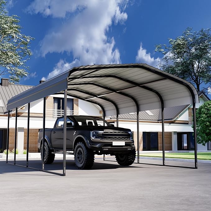Royal Windsor Metal Carport 12×20 FT Car Port, Outdoor Storage Heavy Duty Metal Canopy Multi-Use Garage Shed for Car and Truck, Carport Kit with Galvanized Steel Roof Building and Frame
