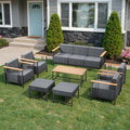 Luxury Patio Furniture Set with 10" Extra Thick Cushions, 8 PCS Outdoor Furniture Set with Patio Chairs & Couch & Coffee Table, Suitable for Porch, Balcony, Deck, Yard, Poolside, Black/Grey