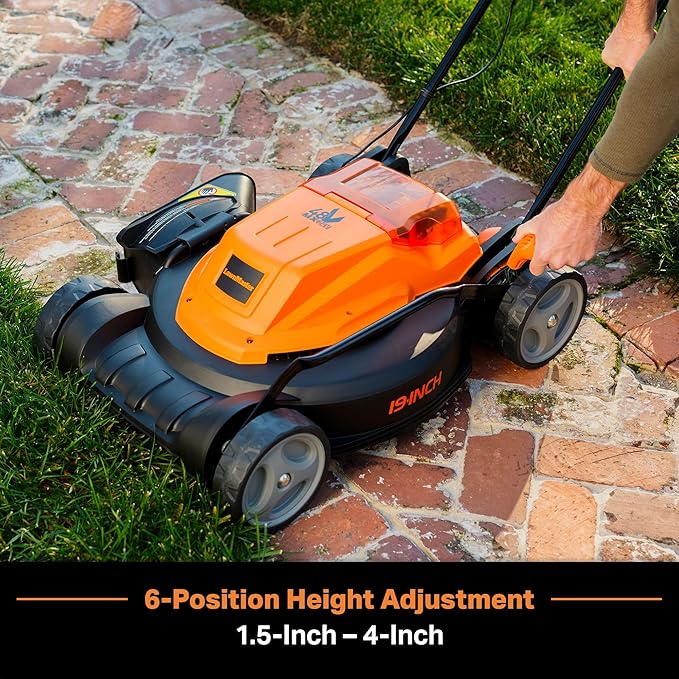 LawnMaster CLMF4819X 19-inch Brushless Cordless Lawn Mower with 2X24V MAX* 4.0Ah Battery and a Dual Charger 6 Cutting Position