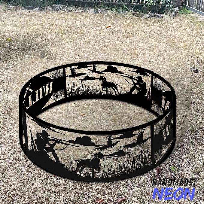 Personalized Bear Fire Pit Ring Wildlife Forest Stainless Steel Custom Name 360 Degree Campfire Ring Stove Outdoor BBQs Backyard Camping Garden Decor Gifts Father Nature Lover
