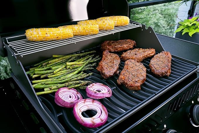 Napoleon Rogue 425 Propane Gas Grill with Range Side Burner, Black, 3 Stainless Steel Main Burners, Durable Grilling Power