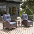 LayinSun 3 Pieces Outdoor Patio Furniture Set, Rattan Wicker Chairs Sets with Armchairs and Coffee Table