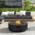 Merax 40,000 BTU Propane Fire Pit Table with Lid, MGO Concrete Outdoor Patio Heater, 2-in-1 Coffee Table with Adjustable Flame, Matte Black(Tank Cover Not Provided)
