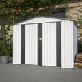 6x8 FT Outdoor Storage Shed, Metal Garden Shed with Lockable Hinged Doors, Outside Tool Shed with Sloped Roof & 4 Air Vents, Waterproof Storage Building for Backyard, Patio, Lawn, White