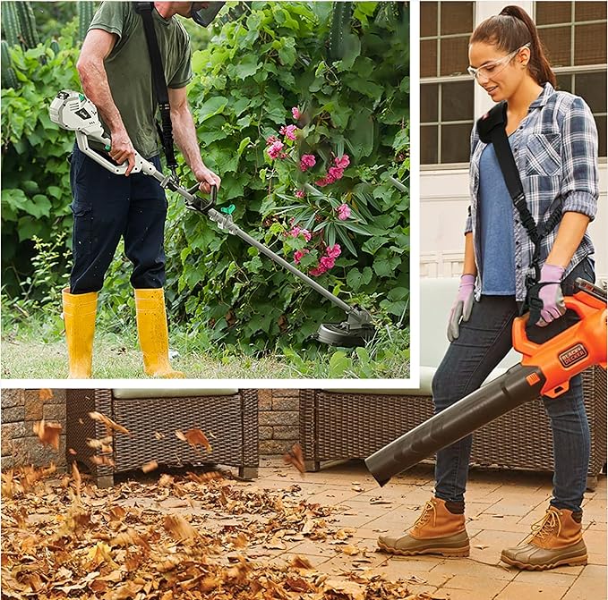 NeJesZoe Trimmer Strap Upgraded for Weed Shoulder Strap Easy Release Brush Cutter Harness Blower Strap Universal Compatible with EGO/Greenworks/DEWALT String Trimmers, Leaf Blower, Shrub Trimmer