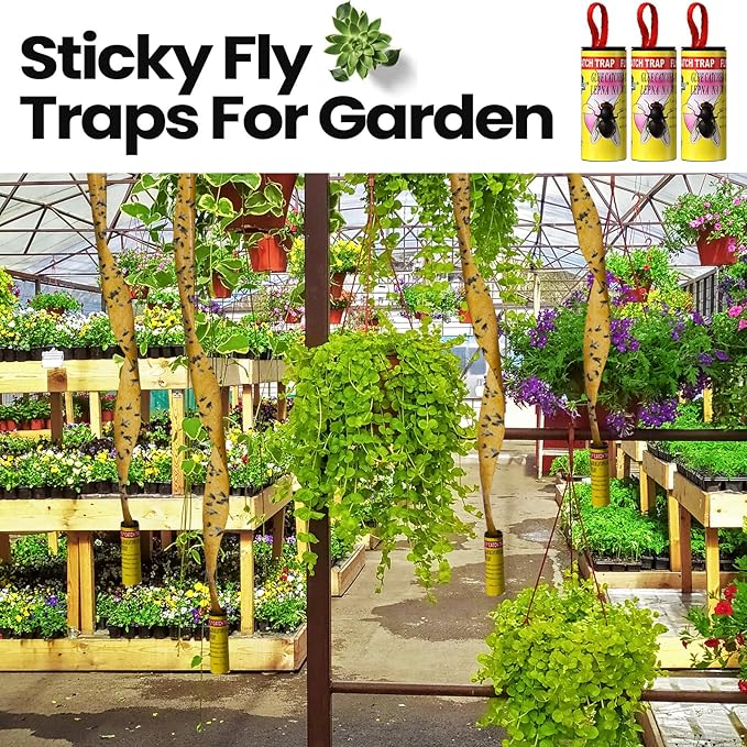 Qualirey 80 Pack Fly Strips Sticky Fly Trap Indoor Outdoor Hanging Fly Ribbon Tape Paper Flying Insect Trap Gnat Killer Traps for Fruit Flies, Bug, Insect, Pest (Yellow)