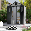 Domi 5x3Ft Resin Outdoor Storage Shed, Small Plastic Garden Shed with Carpet, Outside Weatherproof Storage Building for Tools, Bike, Lawn Mower, Patio, Backyard