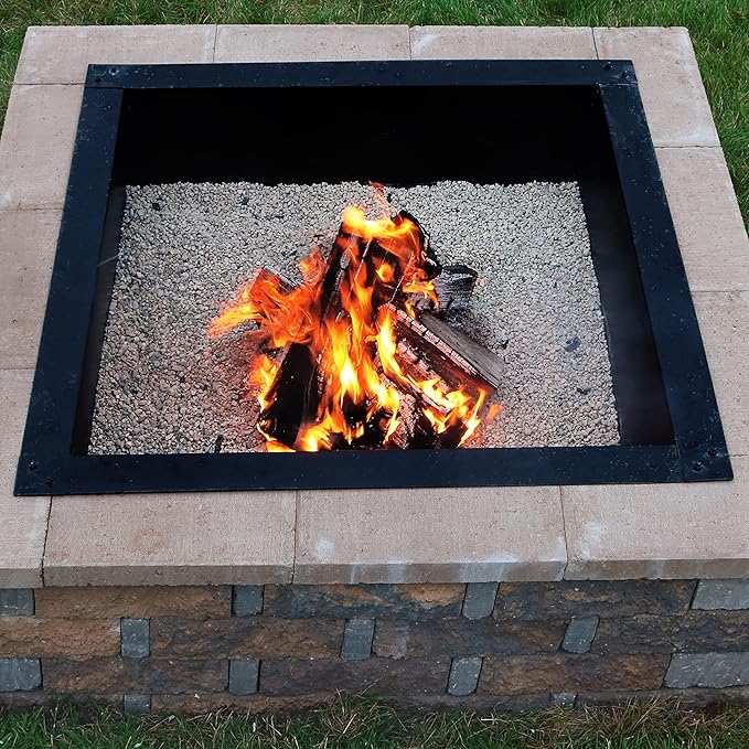 Sunnydaze Fire Ring for Outside - Wood-Burning Metal Fire Pit Ring Insert - Above or In-Ground DIY - 42-Inch Square Outer/36-Inch Square Inner Diameter