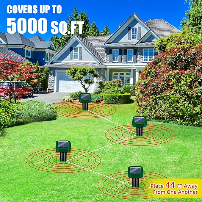 8 Pack Mole Repellent Solar Powered, Rodent Repellent Outdoor Ultrasonic, Waterproof Pest Deterrent for Yard, Lawn, Garden - Drives Away Rodent, Voles, Skunk, Groundhogs, Snake, Chipmunks, Raccoons