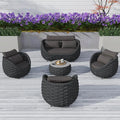 TWT 5 Pieces Patio Furniture Set, Outdoor Rope Conversation Sectional Patio Sofa with 5 Seater for Backyard, Porch, Modern Armchairs with Thickness Cushions and Side Table, Dark Grey