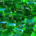Reflective Fire Pit Glass Cubes - Professional Grade Fire Glass for Fire Pit - 1" Firepit Glass Rock - Glass Stones - Gas & Propane Fire Pit & Fireplace Glass (50 Pound, Green)
