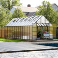 28x10x10 FT Outdoor Greenhouse, Easy Assembly Large Thicker Aluminum Polycarbonate Kit, 6 Vent Windows, Walk-in, for Outside, Sunroom, Patio, Backyard