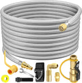 36 FT Quick Connect Propane Hose for RV to Gas Grill, RV Quick Connect with 1/4" Safety Shutoff Valve, LP Quick Disconnect Propane Hose with Elbow Adapter for Blackstone 17"/22" Griddle
