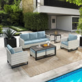 HUMMUH 7 Piece Patio Furniture All Weather Wicker Outdoor Sectional Sofa with Side Table,High Back Patio Chairs,Coffee Table and Ottomans Set for Porch,Garden,Backyard