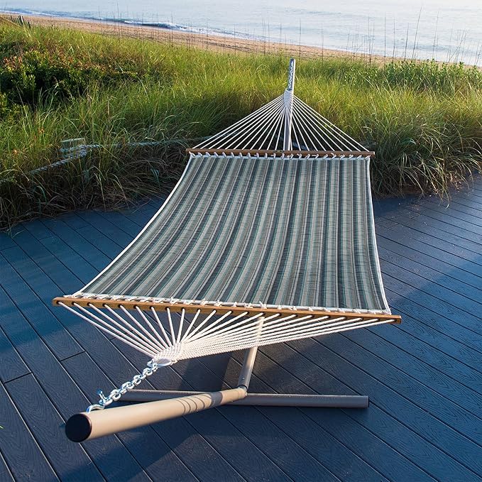 Original Pawleys Island Large Trusted Coast Sunbrella Quilted Hammock – 13 ft. x 55 in., 2-Person, 450 lb Capacity, Oak Spreader Bar, Handcrafted in The USA