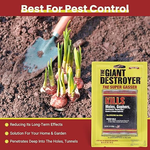 Giant Destroyer Smoke Bomb Gasser – Rodent & for Gophers, Moles, Groundhogs & Rats – 32pk (128 Tubes) + Jecudi Towel