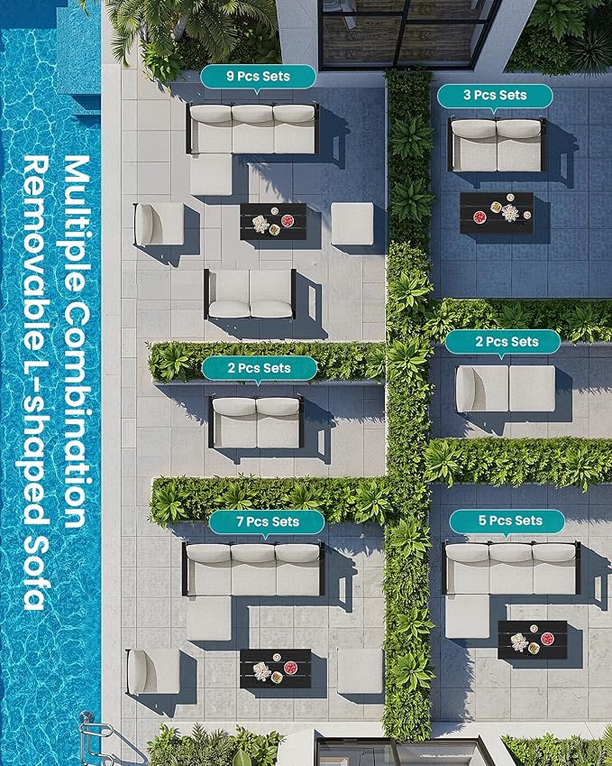 SERWALL HDPE Outdoor Coffee Table, All-Weather Patio Side Table, Durable Patio Furniture Table for Garden, Deck, Porch, Poolside, Black