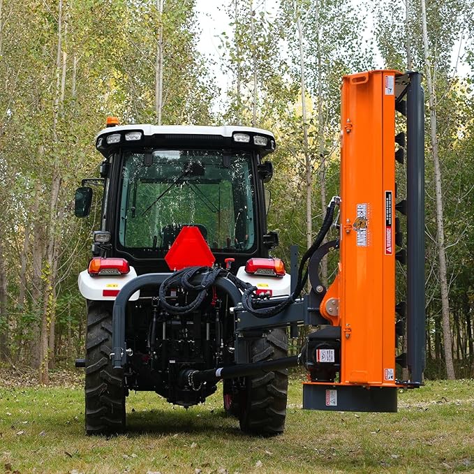 72" PTO Drive 3 Point Hitch Offset Flail Ditch Bank Mower for 70-100HP CAT 2 Tractor, 90'' Offset Distance,55°/90° Rotation Angle, 18 Hammers, Model VAM72