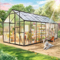 Wanan 16x8FT Greenhouses for Outdoors, Quick Assembly Polycarbonate Green House with UV Protection, Heavy Duty Windproof Aluminum Frame, Adjustable Roof Vent for Backyard or Outdoor Garden Use