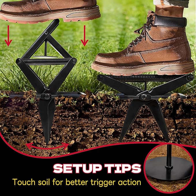 Mole Traps 2 Pack, Scissor Mole Trap That Kill Best，Mole Traps for Lawns Ground，Easy Step Mole Eliminator，Black Coated