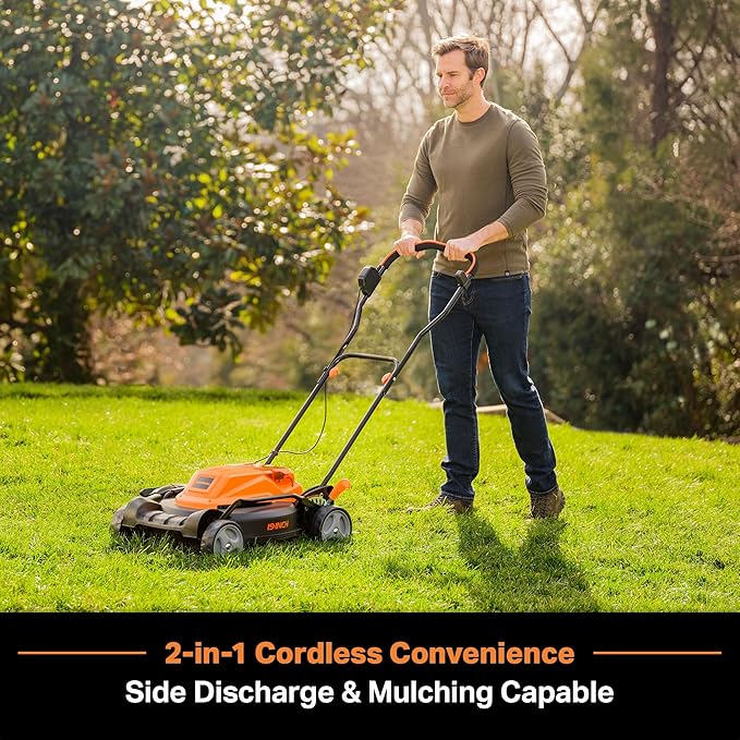 LawnMaster CLMF4819X 19-inch Brushless Cordless Lawn Mower with 2X24V MAX* 4.0Ah Battery and a Dual Charger 6 Cutting Position
