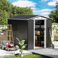 6x9ft Outdoor Metal Storage Shed Waterproof Garden Shed with Lockable Door, Windows & Vents, Tool Metal Storage for Patio Furniture Lawnmower（Grey）