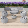 TWT Aluminum Outdoor Patio Furniture Set with Coffee Table, 6 Piece Patio Conversation Sets with Washable Cushions Covers, Patio Sectional Furniture Set for Porch, Balcony, Deck, Yard, Light Grey