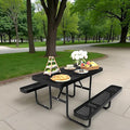 HIMcup 4 FT Metal Picnic Tables for Outside, Outdoor Coated Steel Heavy Duty Commercial Picnic Table with Benches, Patio Table Rectangular Furniture Set for Garden, Lawn, Shops, Parks