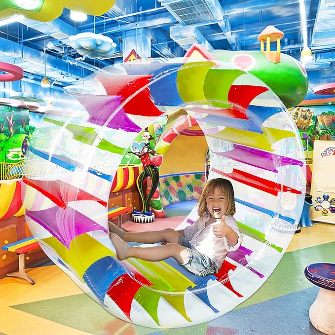 Zcaukya 65"/47" Giant Inflatable Wheel Roller, Colorful Water Rolling Wheel Float for Kids Summer Swimming Pool Parties, Rolling on The Lawn, Indoor Outdoor Fun Toys for Games Supplies