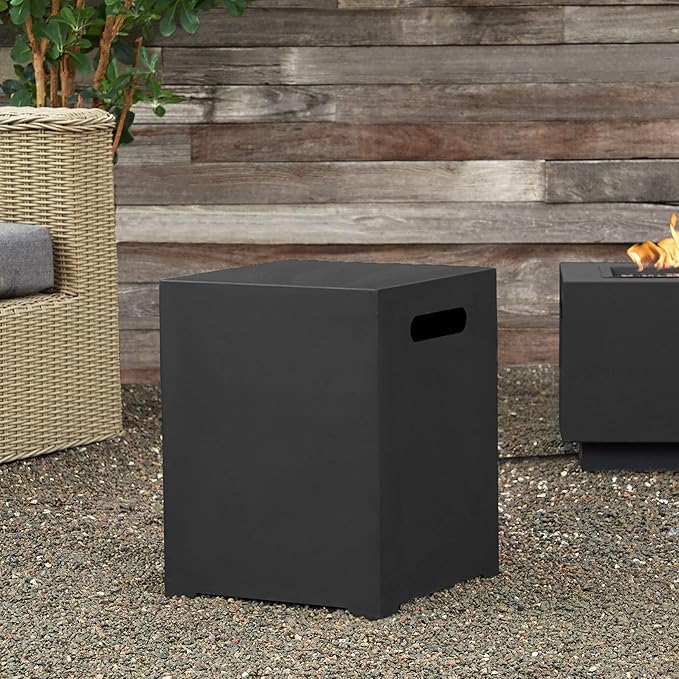 Real Flame Metal Propane Tank Cover, Conceals a 20 lb Tank and Doubles as a Side Table, Black