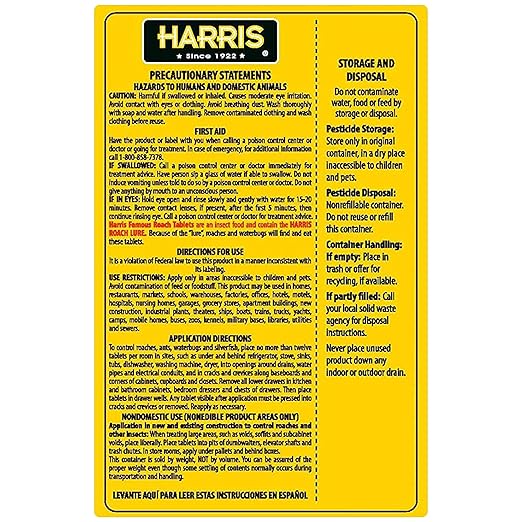 Harris Roach Tablets, Boric Acid Roach Killer with Lure, Alternative to Bait Traps (6oz, 2-Pack)