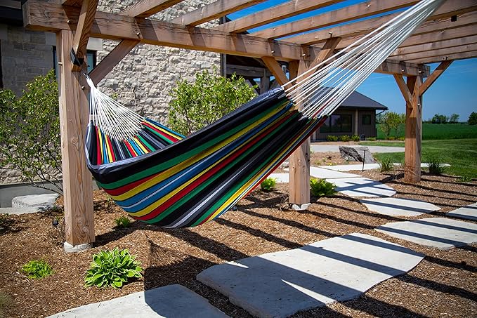 Vivere Brazilian Style Double Hammock Patio Outdoor Hanging Swing, Rio Night
